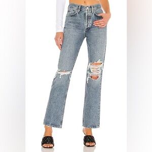 AGOLDE NWOT Lana Straight Leg Mid Rise Organic Denim Jeans in Backdrop